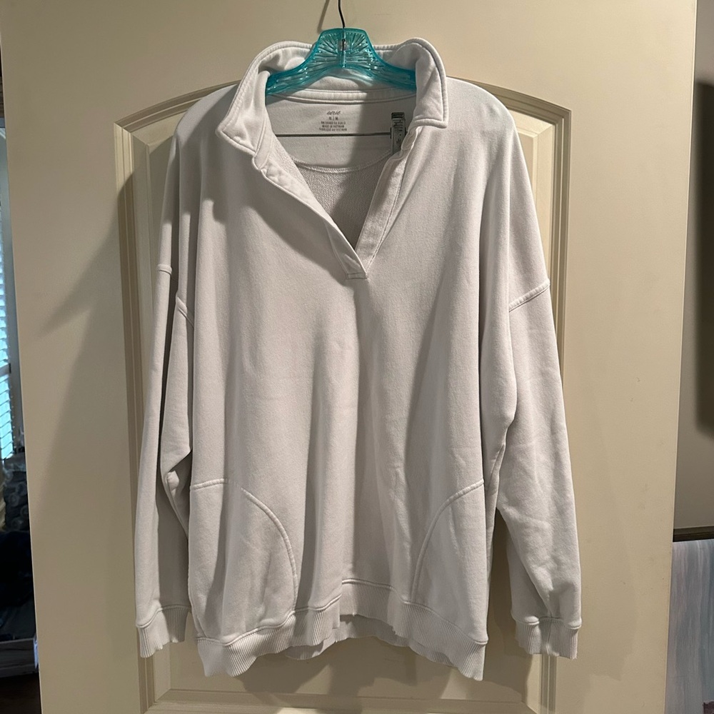 Aerie Oversized White Pullover Sweatshirt